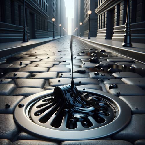 Animated Oil Flowing into Metal Drain | Urban Scene