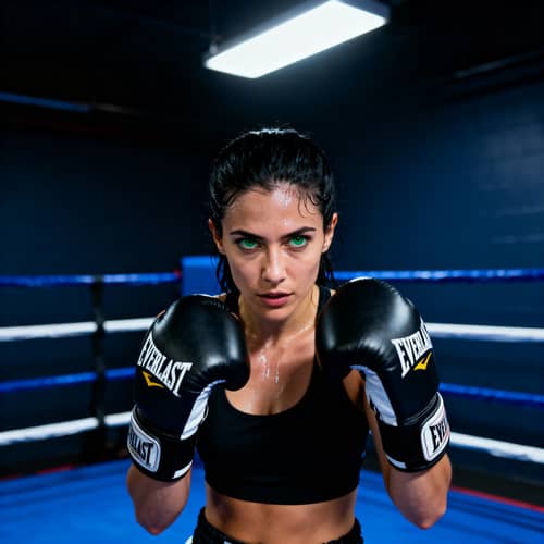 Green-Eyed Boxer Woman with Everlast Gloves Green-Eyed Boxer Woman with Everlast Gloves