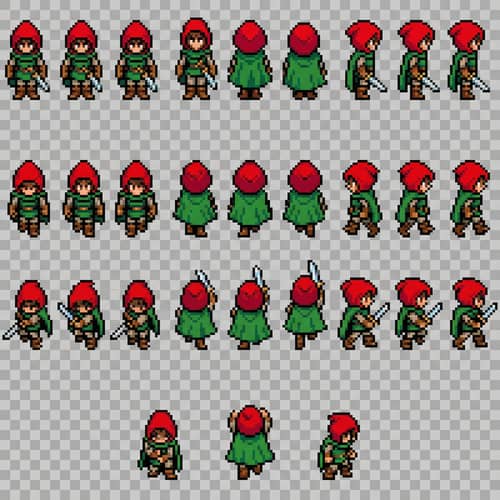 Pixel Art Sprite Sheet for Retro RPG Games Pixel Art Sprite Sheet for Retro RPG Games