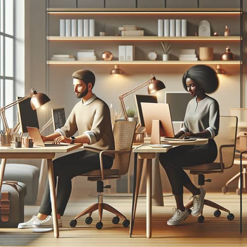Modern IT Specialist Workspace with Work-Life Balance Environment