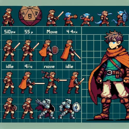 Dungeons & Dragons Pixel Art Sprite Sheet for Character Animation