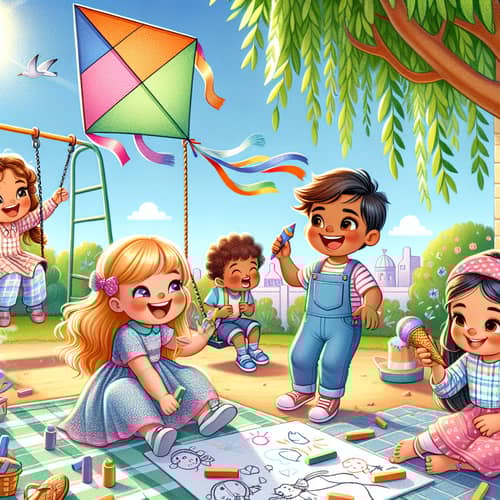Charming Childhood Scene with Diverse Children Playing Happily