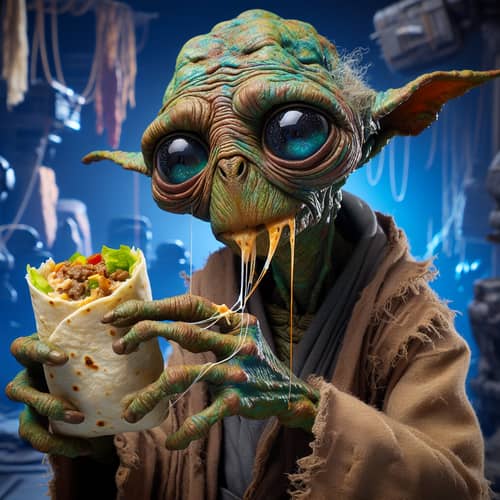 Zombie Jar Jar Binks Eating a Burrito