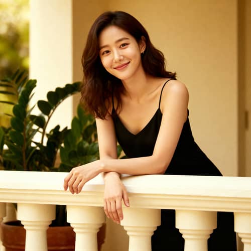 Beautiful South Korean Girl on Balcony Beautiful South Korean Girl on Balcony