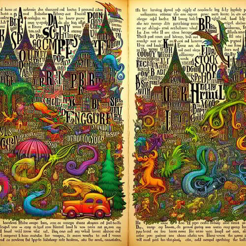 Enchanted Storybook Scene with Jumbled-up Words