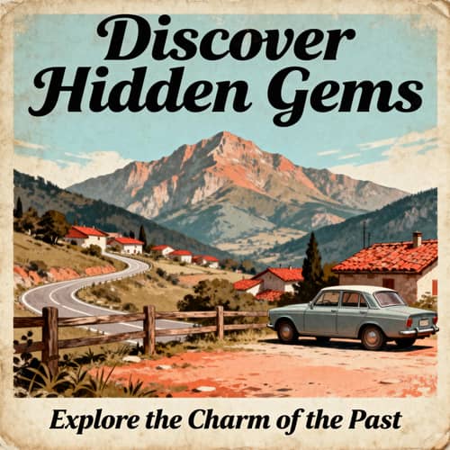 Vintage Travel Postcard with Scenic Landscape