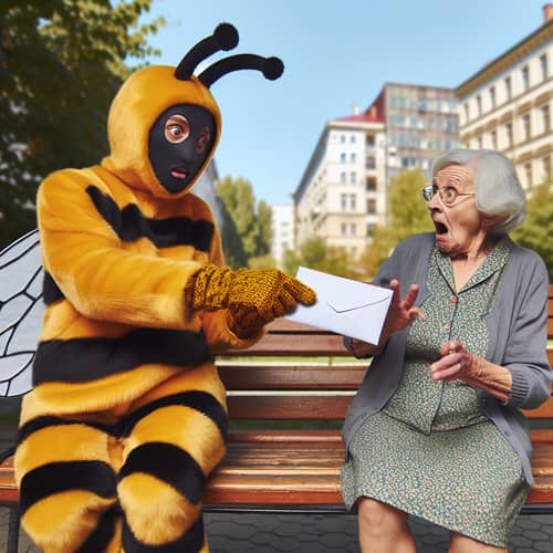 Bee Costume Thief Startles Elderly Lady in Urban Park