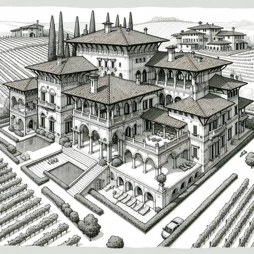 Luxurious Tuscan-Style Two-Storied House with Winery