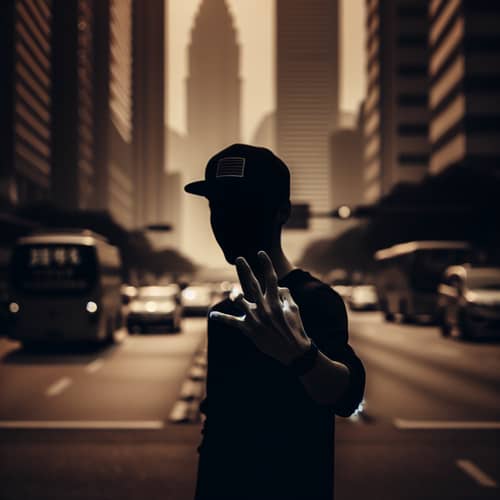 Urban Culture Hand Gesture: Silhouette Person with Cap