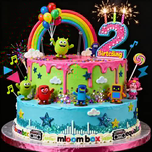 Dramatic Two-Tier Cake Design with Playful Elements Dramatic Two-Tier Cake Design with Playful Elements