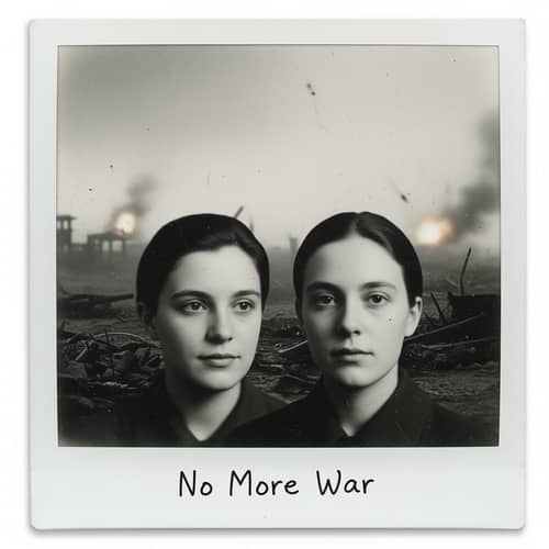 Vintage Polaroid Photo with War Background