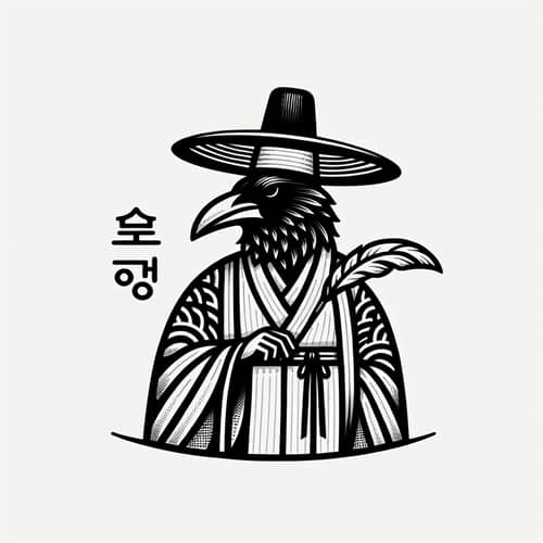Crow in Scholar's Attire: Korean Joseon Era Logo Design