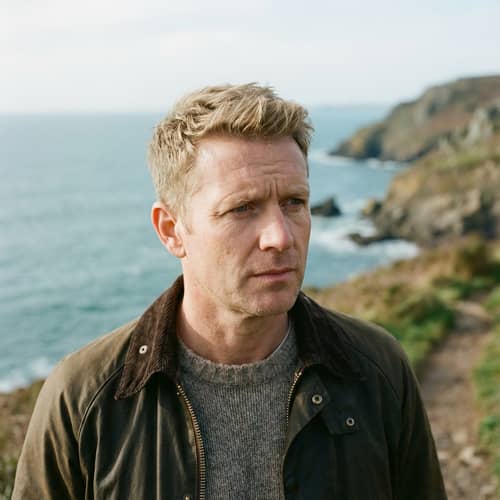 Thoughtful Mid-Aged Man with Blonde Hair