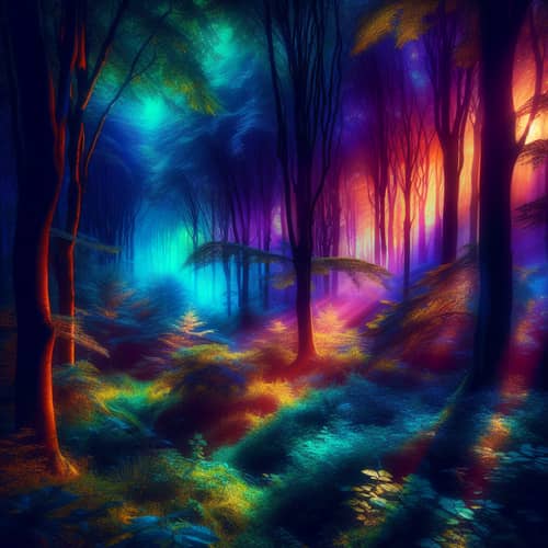 Mystical Forest at Twilight - Enchanting Nature's Ethereal Glow