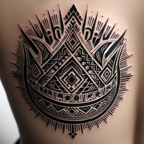 Intricate Tribal Crown Tattoo - Masterfully Crafted Design