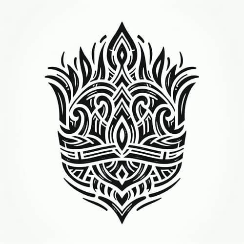 Unique Tribal Crown Tattoo Design | Below Waistline | Ancient Art Style