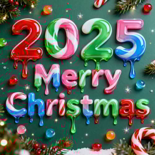 2025 Merry Christmas Pattern - Glossy Candy Style