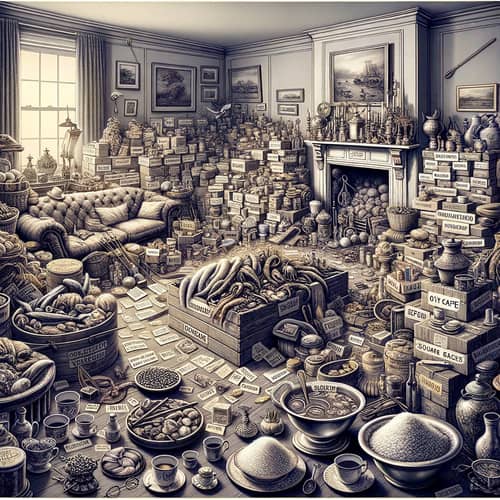 Colonial Goods Bazaar: Description of a Room Filled with Diverse Items