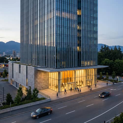 Modern Office Building with Scenic Entrance Modern Office Building with Scenic Entrance