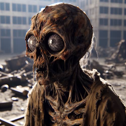 Eerie Post-Apocalyptic Humanoid: Trapped Between Life and Death
