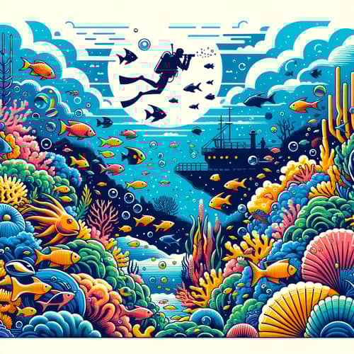 Colorful Underwater Exploration: Vibrant Vector Image