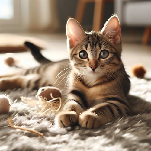 Playful and Agile Cat with Glossy Fur and Sharp Eyes