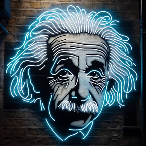 Theoretical Physicist with Iconic Gray Hair and Mustache