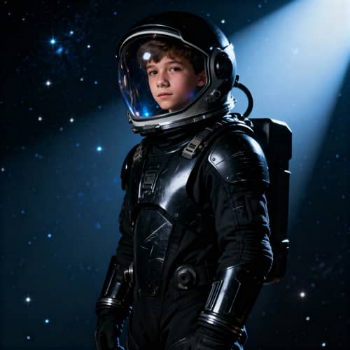 16-Year-Old Male Astronaut in Armoured Space Suit 16-Year-Old Male Astronaut in Armoured Space Suit