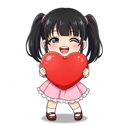 Chibi Anime Girl with Heart Plushy