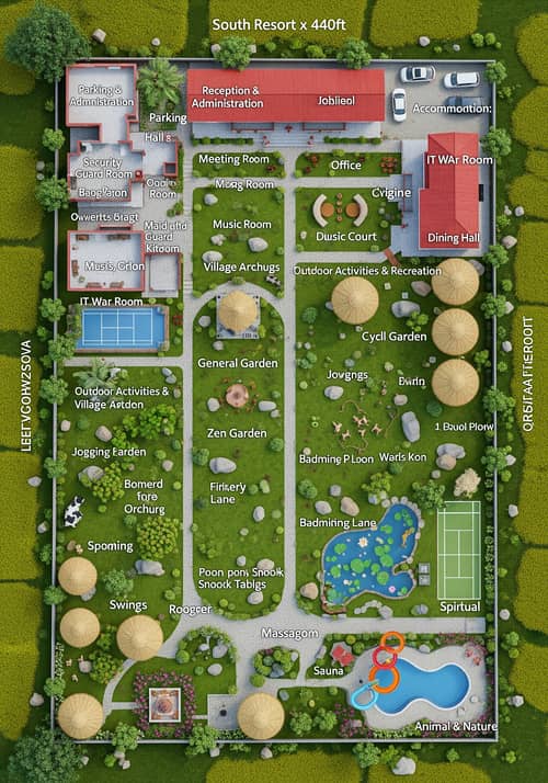 Aerial View of Luxury Resort Complex in Nepal
