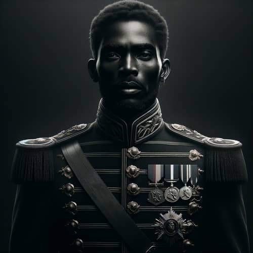 Symbol of Haitian Independence: Historical Figure in Black Military Uniform