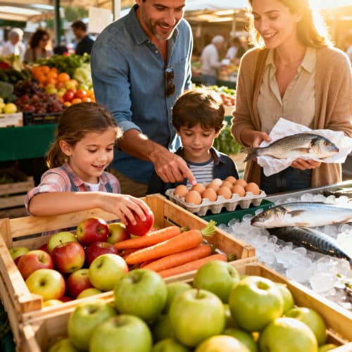 Kids Enjoying Shopping for Fresh Produce Kids Enjoying Shopping for Fresh Produce