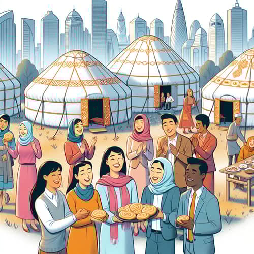 Kyrgyz Yurts in Contemporary Style Cityscape | Cultural Richness