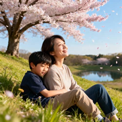 Mother and Son in a Beautiful Background Mother and Son in a Beautiful Background