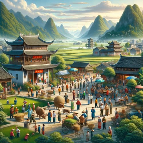 Rural Landscape Scene in Western Ridge County | Traditional Chinese Architecture