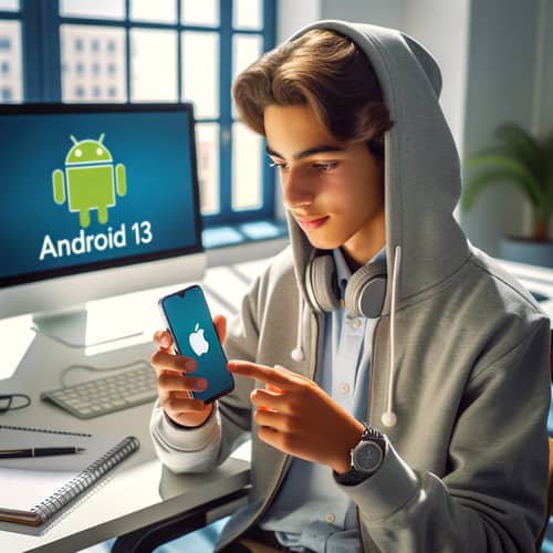 Algerian Teenager with Smartphone- iPhone Android Fusion