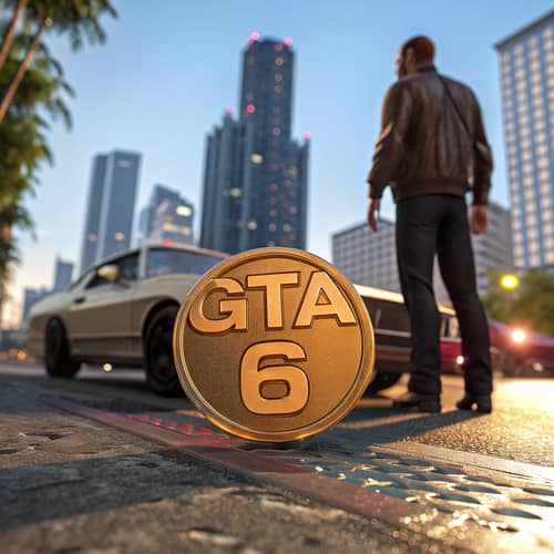 GTA 6 Meme Coin Artwork with Car and Character