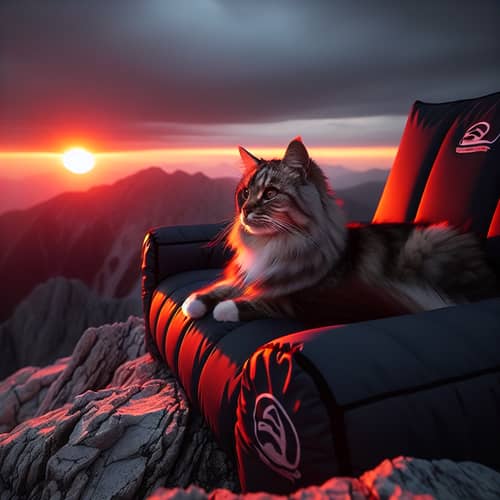 Mountain Sunset: Cat Enjoying the Scenic View