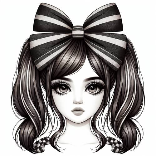 Young Girl with Long Black Dual Ponytails and Striking Brown Eyes