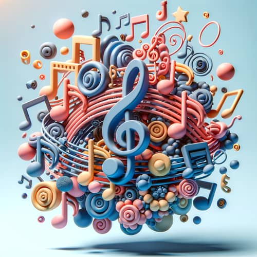 Childlike Musical Notes - 3D Image