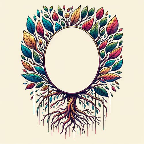 Organic Growth: Oval Shape with Textured Leaves and Branches