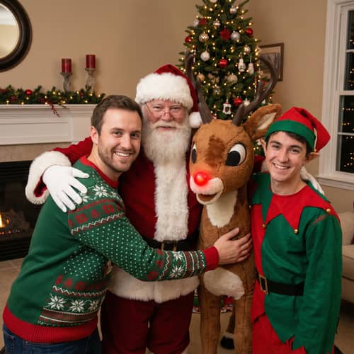 Christmas Photo with Santa, Rudolf & Elf Christmas Photo with Santa, Rudolf & Elf