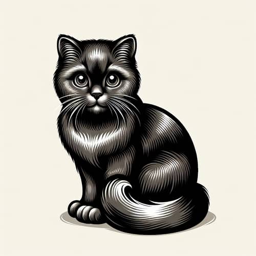 Graceful and Curious Cat with Sleek Fur - Mesmerizing Illustration
