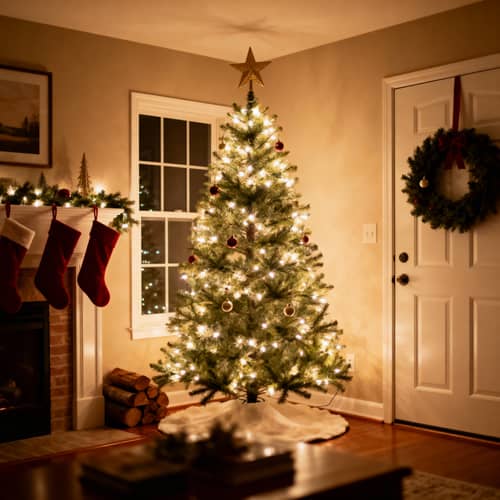 Christmas Home Decor with White Lights Christmas Home Decor with White Lights