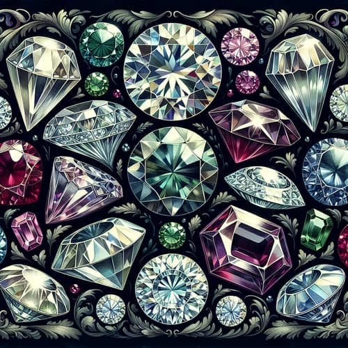 Exquisite Victorian Gemstones Illustration