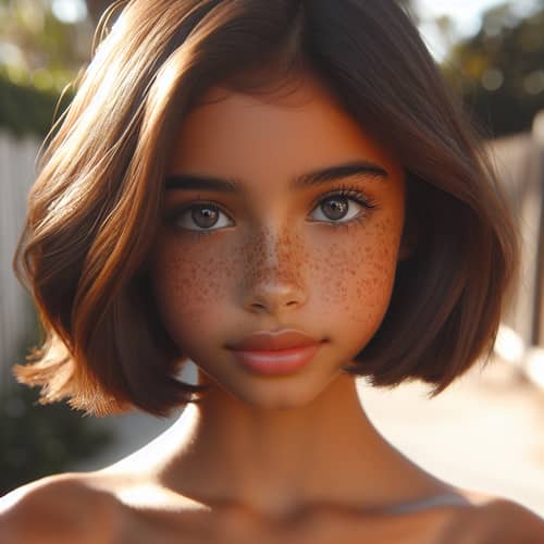 Mesmerizing Prepubescent Hispanic Girl | Grey Eyes & Freckles