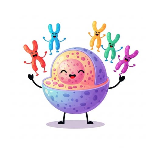 Nucleus Mascot: Cell Organelle with Chromosomes