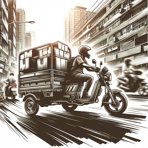 Sturdy Three-Wheeled Utility Motorbike | India-inspired