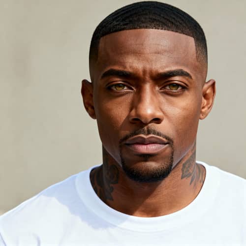 Stylish African American Man with Tattooed Neck Stylish African American Man with Tattooed Neck