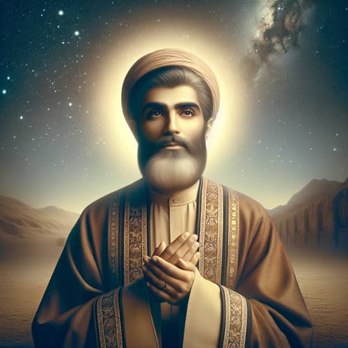 Tranquil Desert Scene with Historically Significant Religious Figure